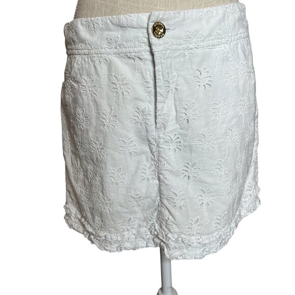 Lilly Pulitzer Womens White Floral Embroidered Mini Skirt Size 8 - Picture 1 of 8